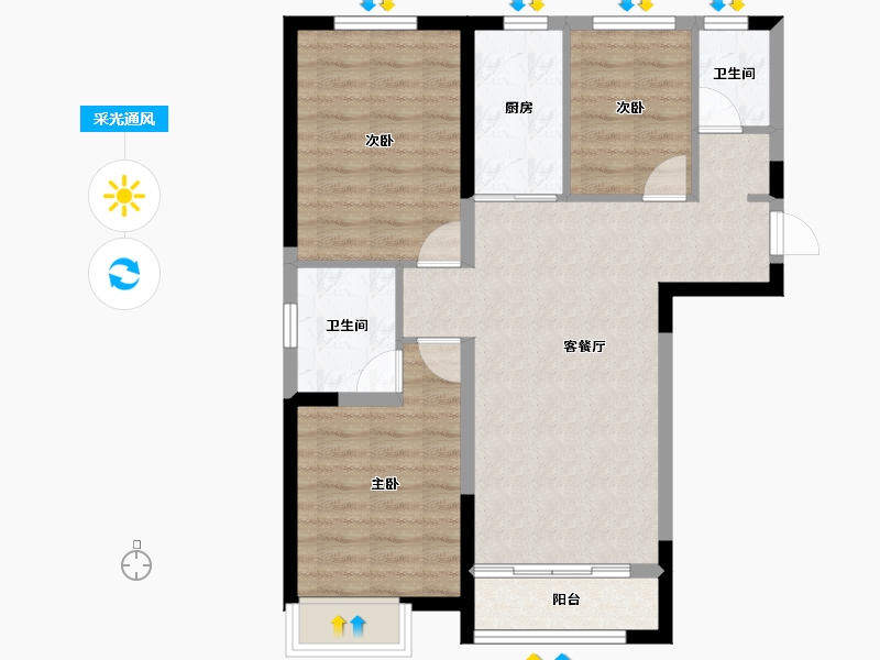 陕西省-榆林市-万象星辰-75.99-户型库-采光通风