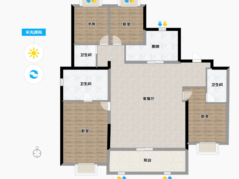 湖北省-武汉市-武汉城建·中央云城-157.59-户型库-采光通风