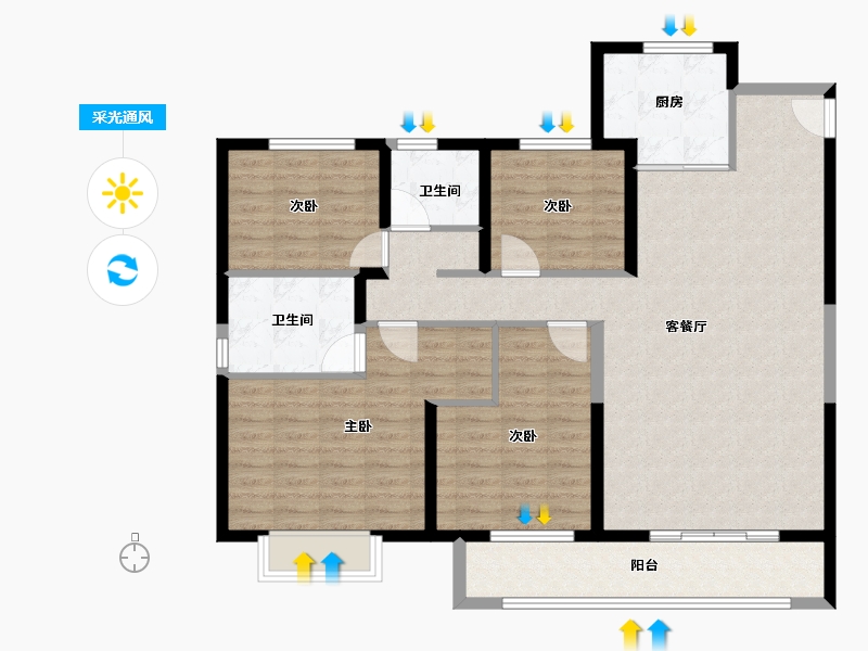 湖北省-武汉市-万科新都会-112.00-户型库-采光通风