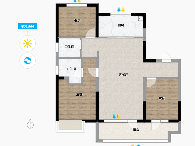 河北省-廊坊市-龙河新城-87.20-户型库-采光通风