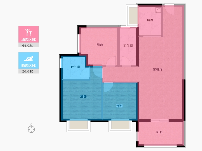 广东省-惠州市-聚龙天誉湾四期-80.64-户型库-动静分区