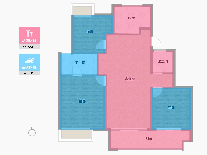 江苏省-镇江市-万科金域蓝湾-88.01-户型库-动静分区