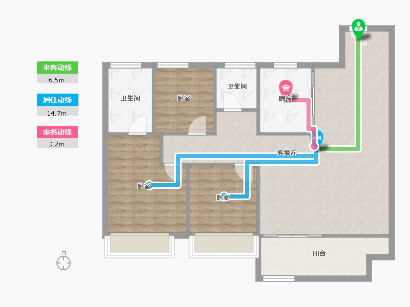 江苏省-镇江市-万科金域蓝湾-96.67-户型库-动静线