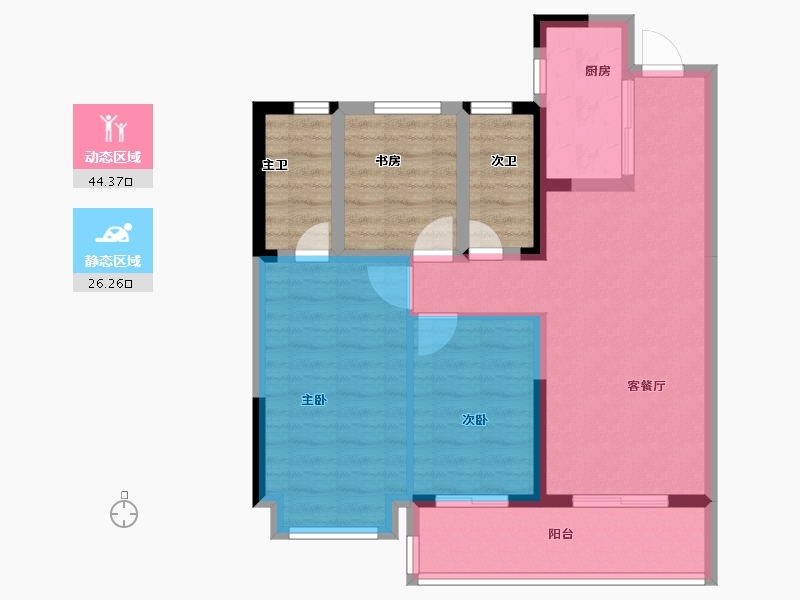 浙江省-杭州市-保利·和颂春风里-77.36-户型库-动静分区