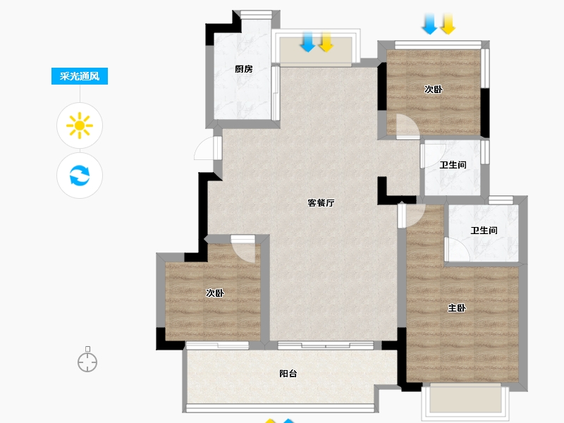 安徽省-合肥市-鼎建璟阳里-82.00-户型库-采光通风