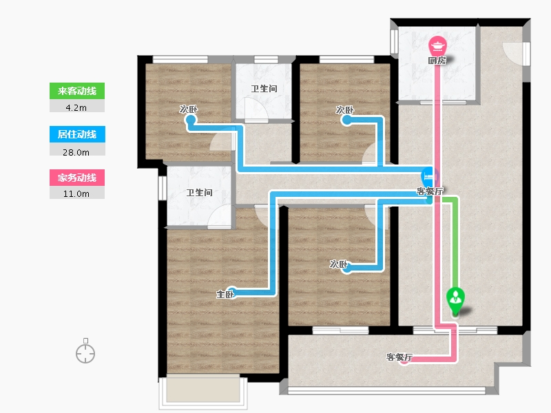 陕西省-咸阳市-金科集美嘉悦-104.00-户型库-动静线