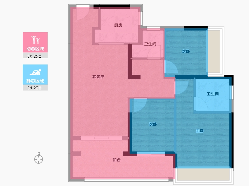 广东省-珠海市-仁恒滨海湾-75.17-户型库-动静分区