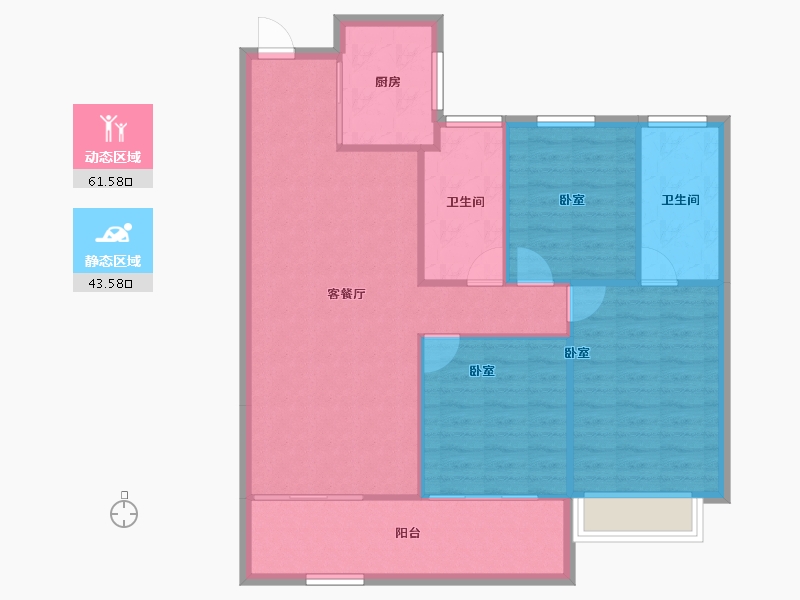 湖北省-武汉市-信达新外滩-96.67-户型库-动静分区