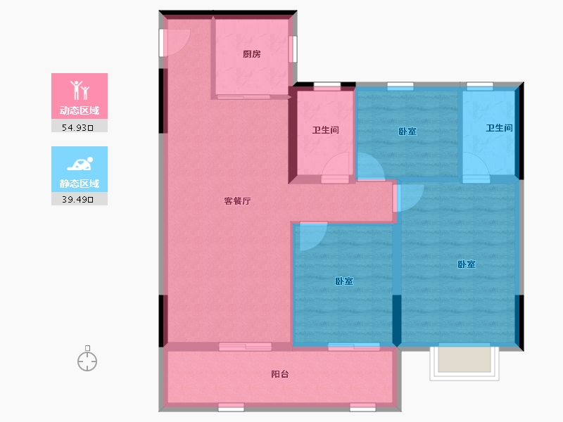 浙江省-温州市-德信天宸-84.95-户型库-动静分区