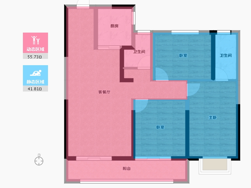 陕西省-咸阳市-龙泉·壹号院-86.60-户型库-动静分区