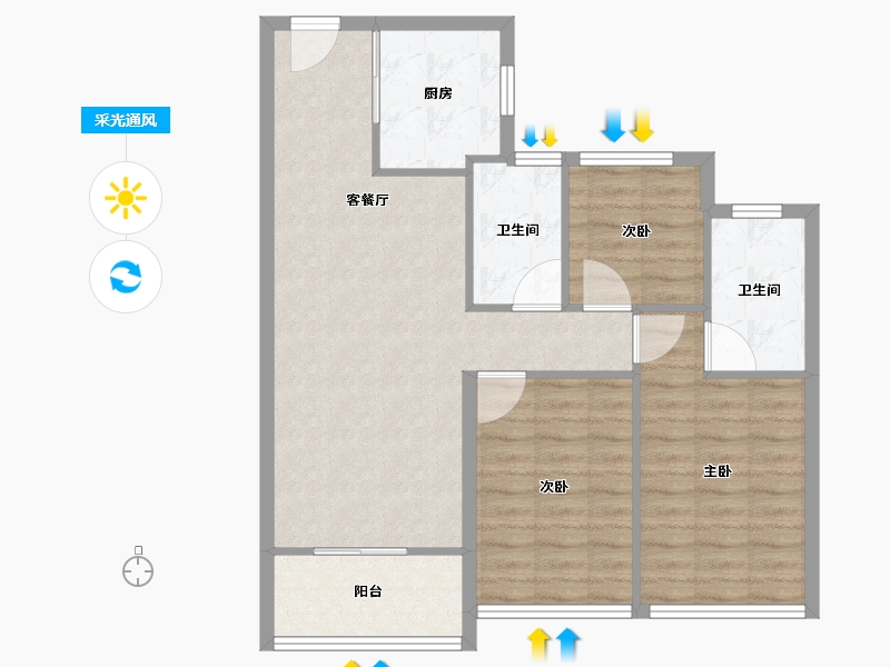 江苏省-苏州市-鹿溪雅园-84.00-户型库-采光通风