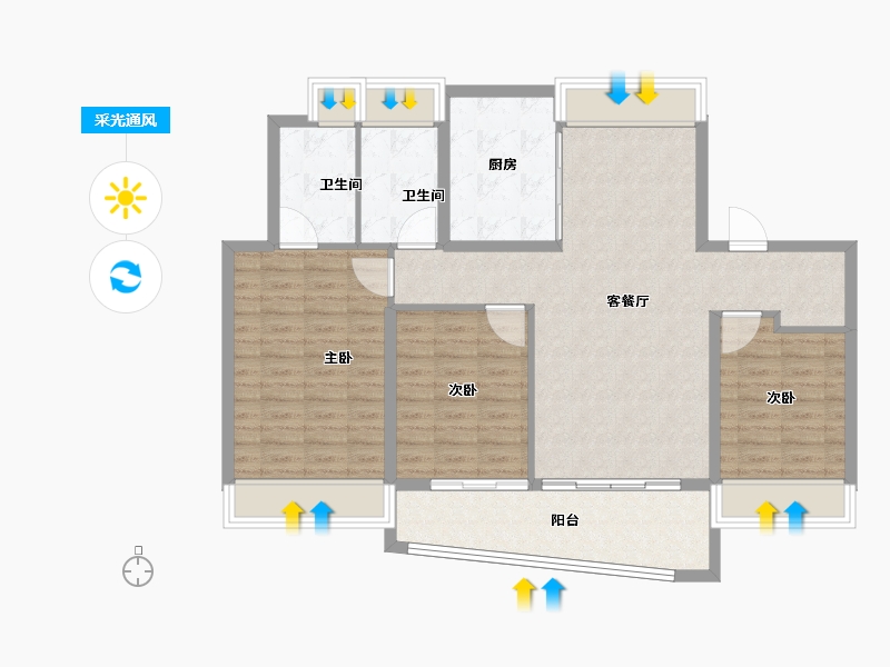 湖北省-武汉市-保利天珺-104.00-户型库-采光通风