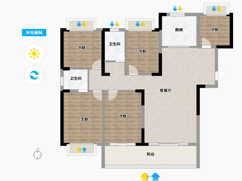 江西省-宜春市-博文天成小区-127.00-户型库-采光通风