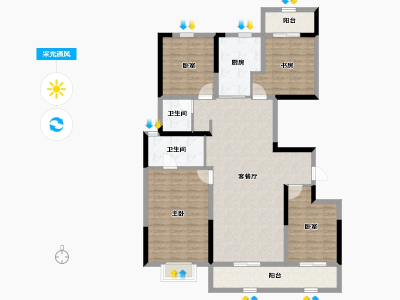 河南省-郑州市-万科·未来时光-115.57-户型库-采光通风