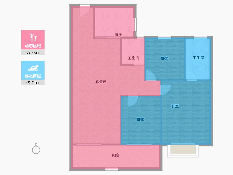 河南省-郑州市-正弘璟云筑-100.68-户型库-动静分区