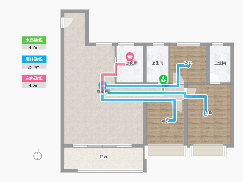 陕西省-西安市-龙湖景粼玖序-96.37-户型库-动静线