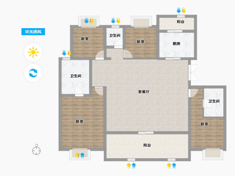 重庆-undefined-保利天珺-149.41-户型库-采光通风