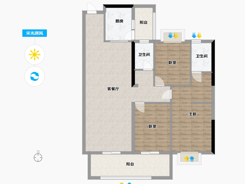 广西壮族自治区-南宁市-万丰新新传奇-104.80-户型库-采光通风