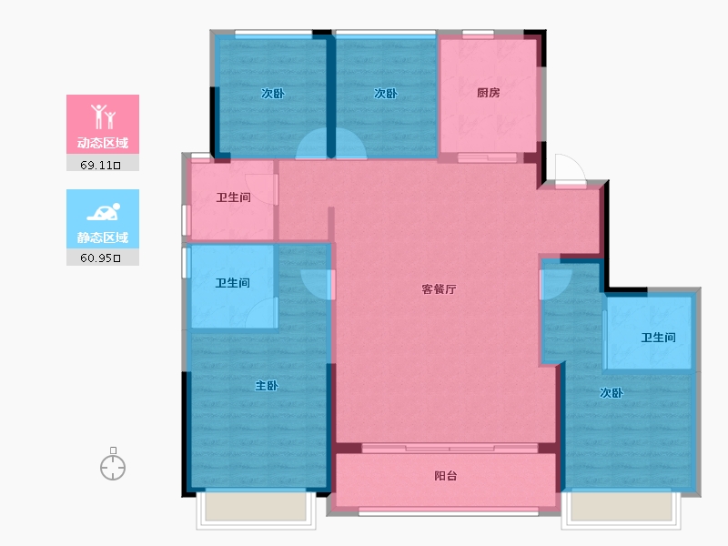 浙江省-温州市-华润置地温州瑞府-118.11-户型库-动静分区