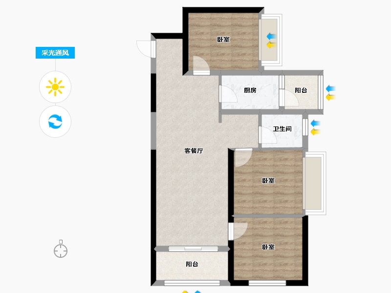 河南省-郑州市-万华城-72.67-户型库-采光通风