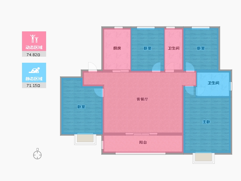 江苏省-南京市-仁恒城市星徽-132.00-户型库-动静分区