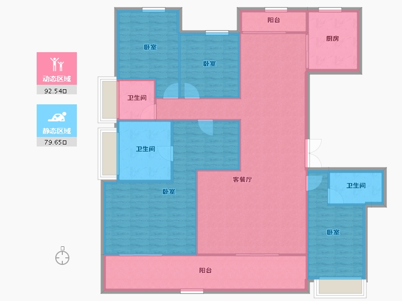 湖南省-长沙市-时代倾城六期(时代汀蓝)-159.03-户型库-动静分区