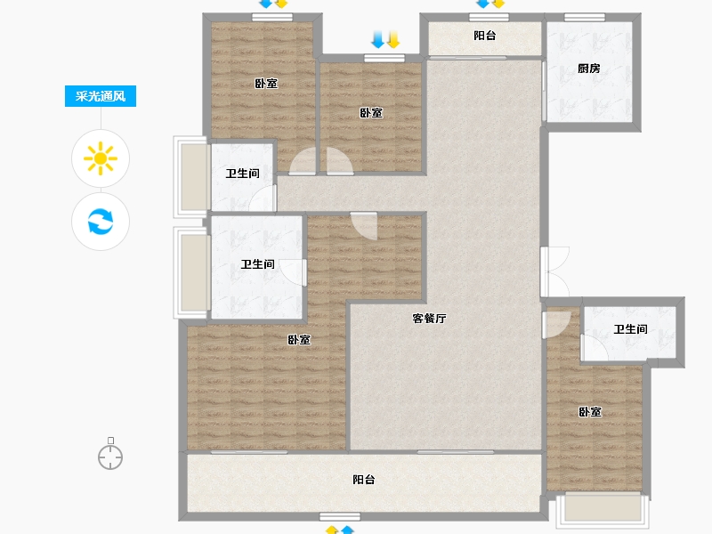 湖南省-长沙市-时代倾城六期(时代汀蓝)-159.03-户型库-采光通风