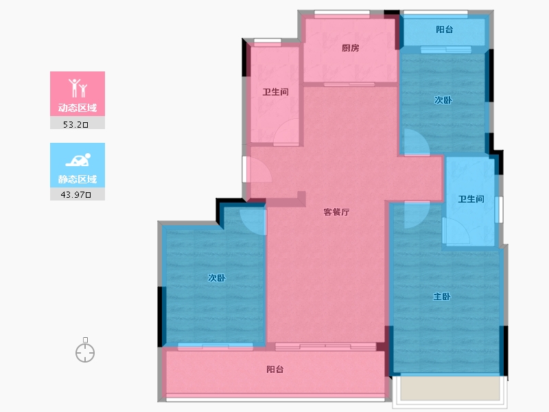 浙江省-杭州市-杭房·湖著观邸-87.67-户型库-动静分区