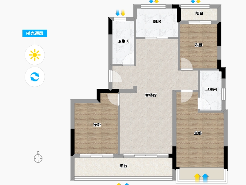 浙江省-杭州市-杭房·湖著观邸-87.67-户型库-采光通风