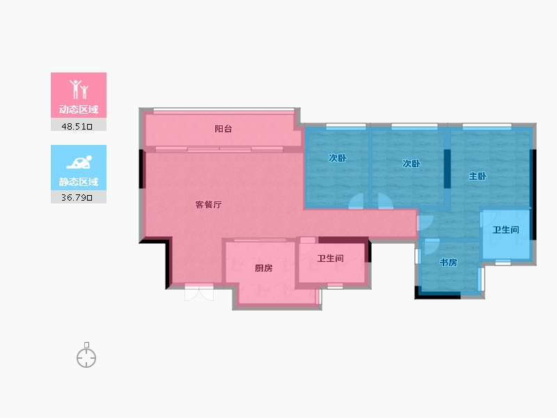 重庆-重庆市-海成云沐-75.99-户型库-动静分区