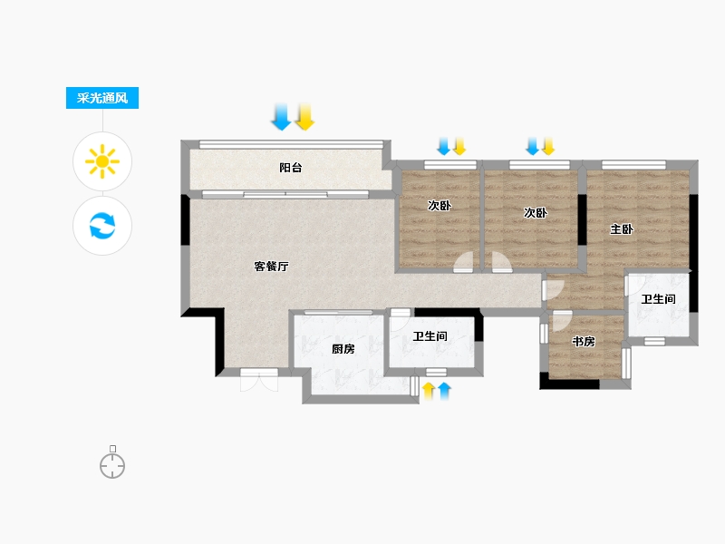 重庆-重庆市-海成云沐-75.99-户型库-采光通风