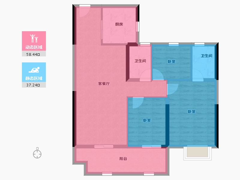 江苏省-镇江市-碧桂园凤凰城-86.09-户型库-动静分区