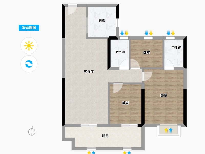 江苏省-镇江市-碧桂园凤凰城-86.09-户型库-采光通风