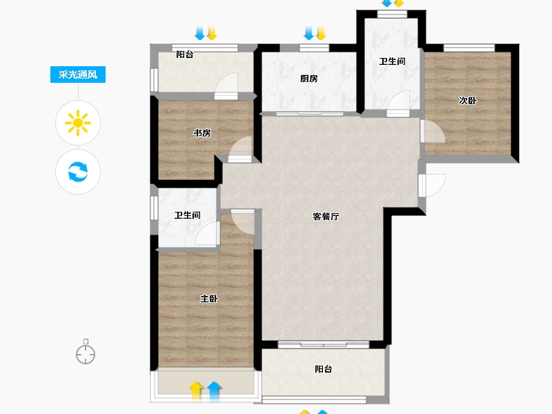 河南省-郑州市-万华城-84.00-户型库-采光通风