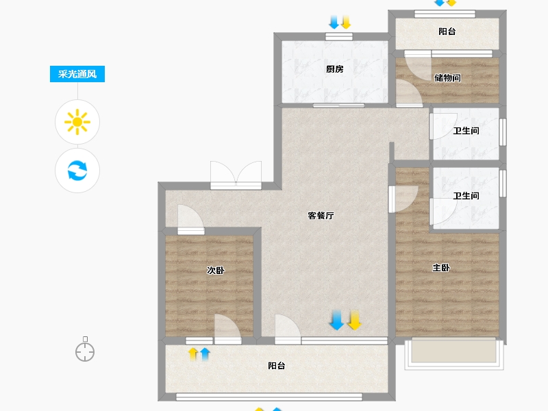 山东省-青岛市-崂山悦府-96.00-户型库-采光通风