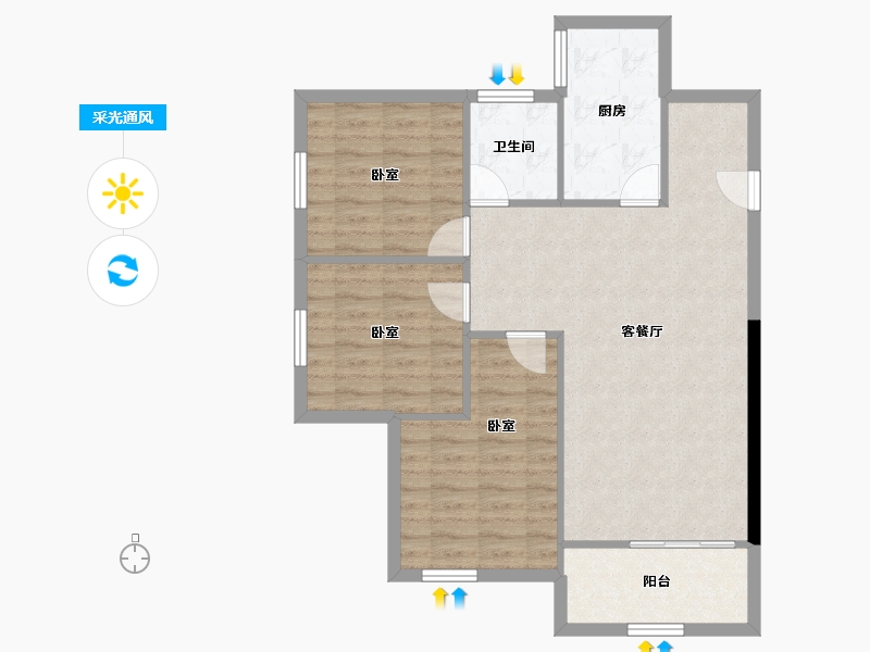 河南省-郑州市-万科大都会-80.68-户型库-采光通风