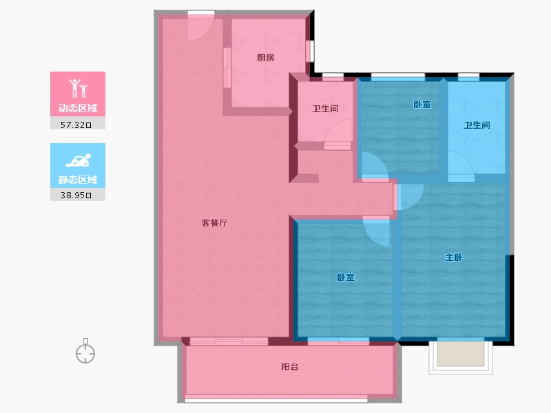 陕西省-咸阳市-国润当代境MOM∧-84.80-户型库-动静分区