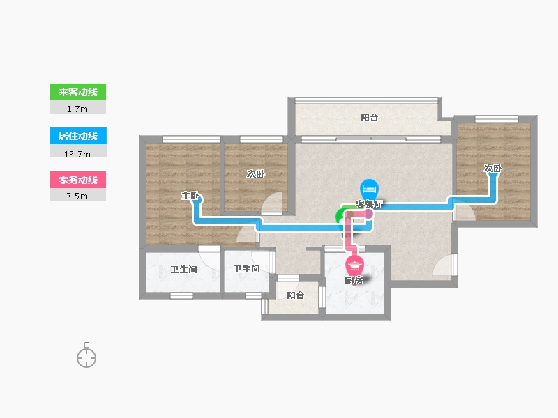 重庆-重庆市-里城樾公馆-76.39-户型库-动静线