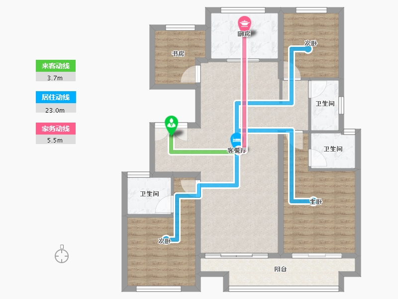 浙江省-湖州市-满庭芳府-103.87-户型库-动静线