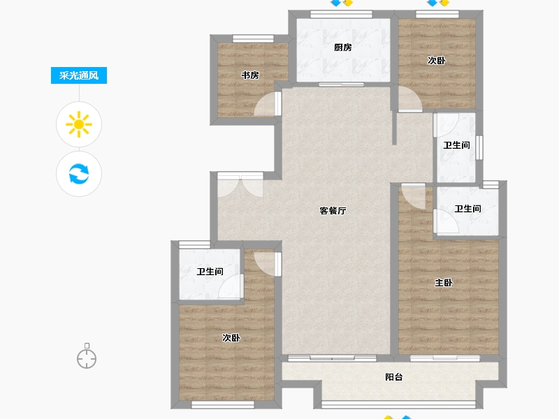 浙江省-湖州市-满庭芳府-103.87-户型库-采光通风