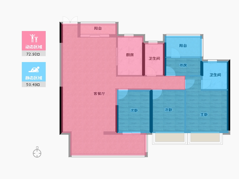 湖南省-邵阳市-邵阳湾田·望江府-111.13-户型库-动静分区