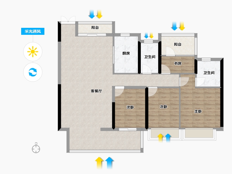 湖南省-邵阳市-邵阳湾田·望江府-111.13-户型库-采光通风