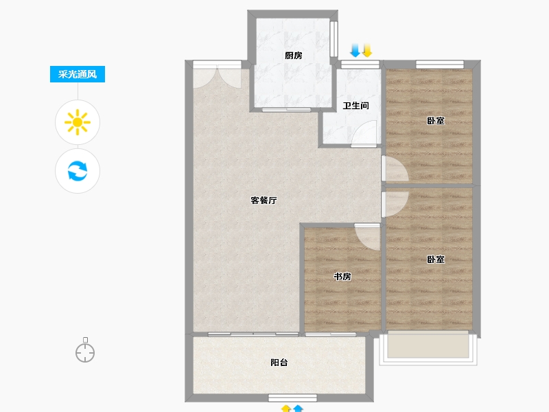 河南省-郑州市-美盛·教育港湾-80.92-户型库-采光通风