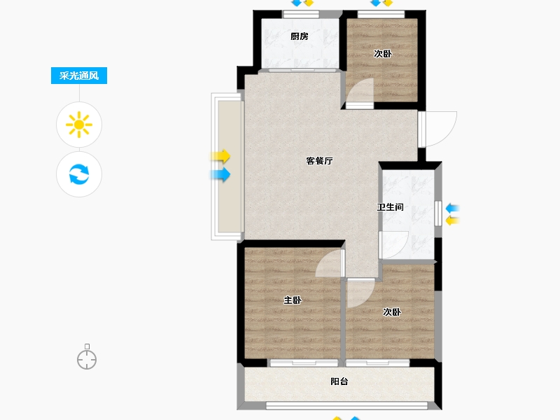 浙江省-杭州市-祥生江山云樾府-70.01-户型库-采光通风