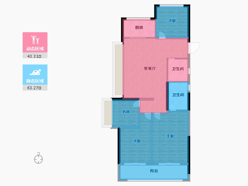 浙江省-杭州市-祥生江山云樾府-96.07-户型库-动静分区