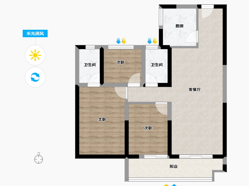 陕西省-咸阳市-林凯城-77.12-户型库-采光通风