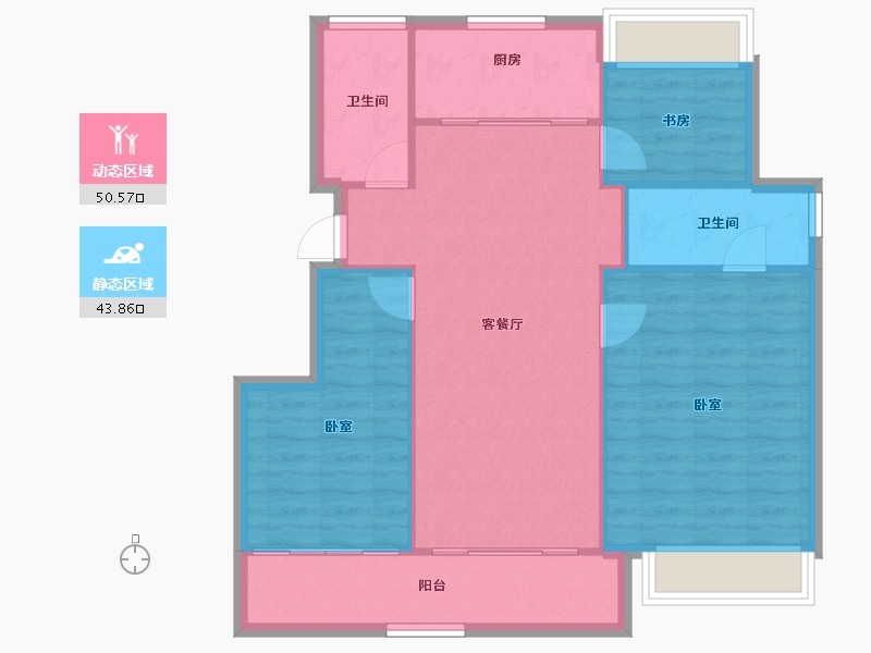 江苏省-镇江市-万科金域蓝湾-86.67-户型库-动静分区