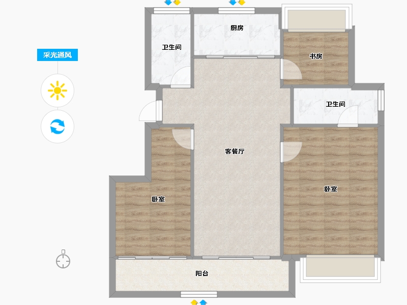 江苏省-镇江市-万科金域蓝湾-86.67-户型库-采光通风