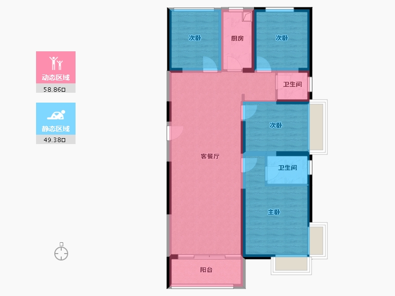 河南省-郑州市-双河居-105.75-户型库-动静分区