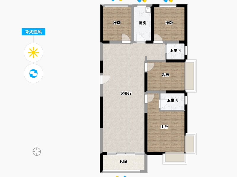 河南省-郑州市-双河居-105.75-户型库-采光通风